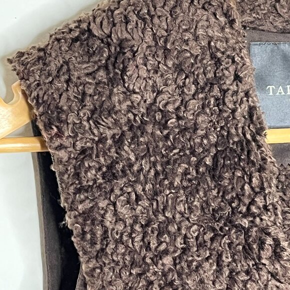 Talbots Brown Faux Suede Sherpa Vest Size 8P Cozy Winter Outerwear - Picture 6 of 12